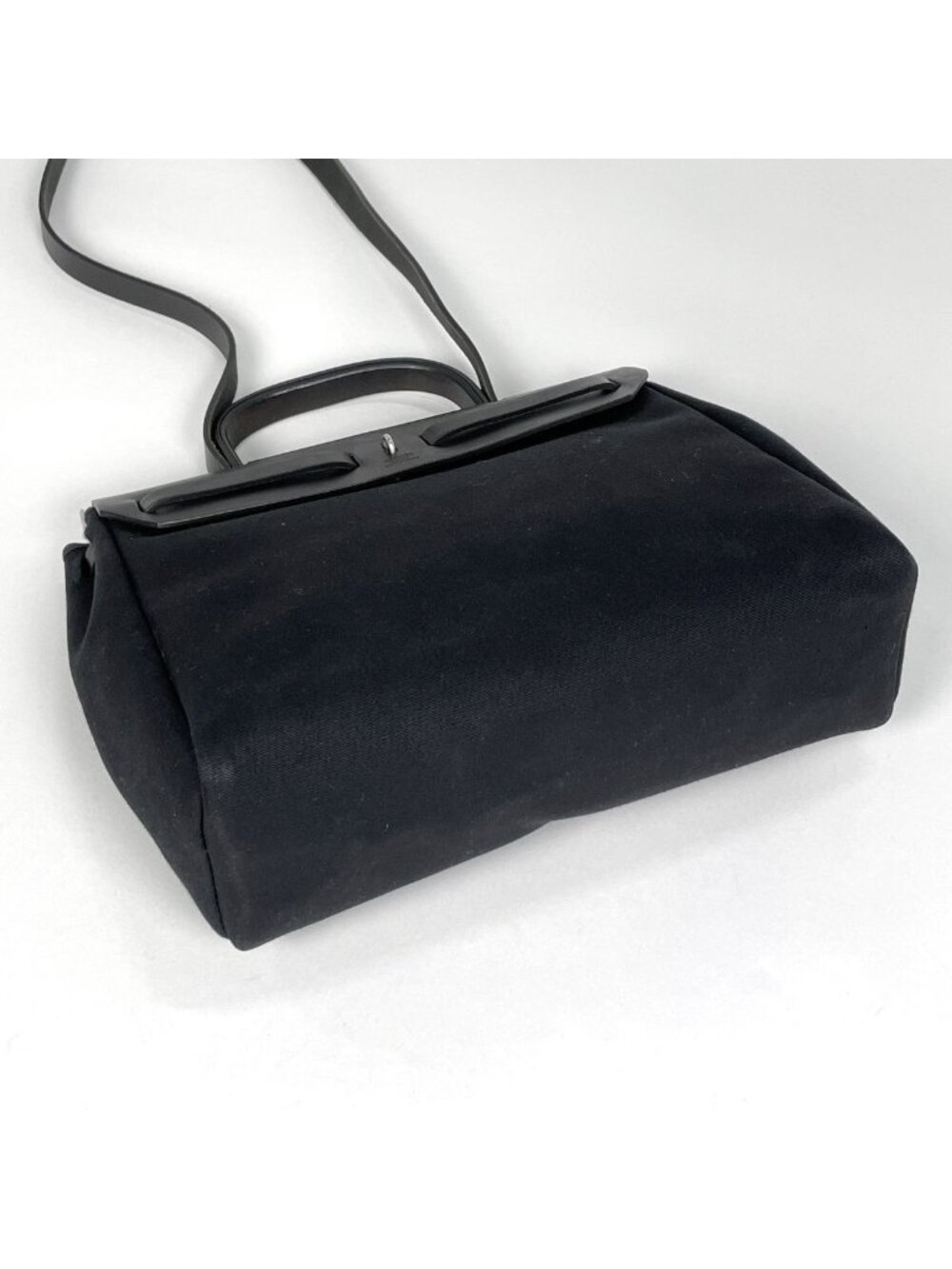 Hermes Herbag PM 2-Way Shoulder Bag Toile Officier Black Natural - Picture 2 of 11